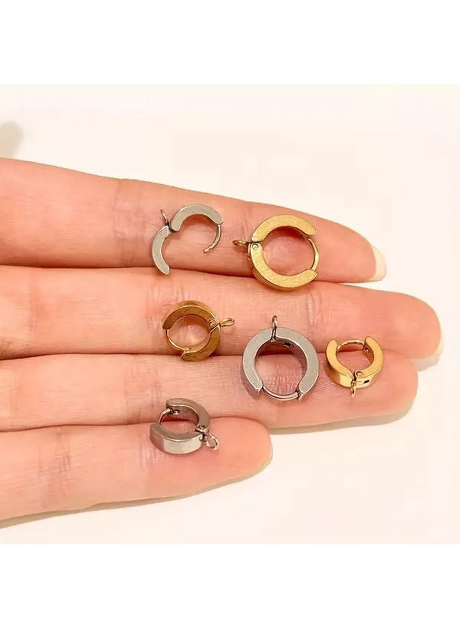 304 Stainless Steel Round Ring Ear Cuffs 6pcs DIY Handmade Earrings Jewelry Making Parts - Image 4